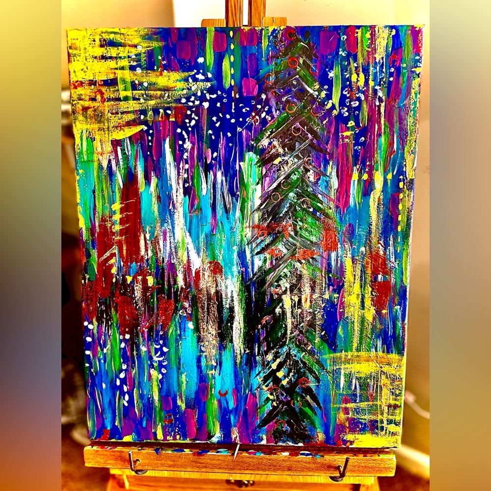 Bold and Colorful Abstract Canvas Art - 24x36 inches (wall art, hand painted)